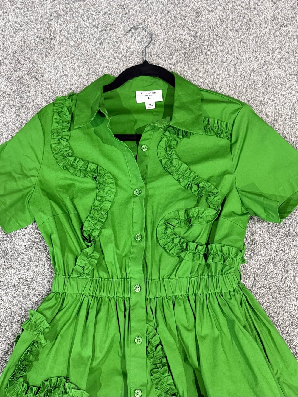 Women's Ribbon Short Sleeve Midi Shirtdress Kate Spade Target Green Women’s XS - Picture 3 of 12